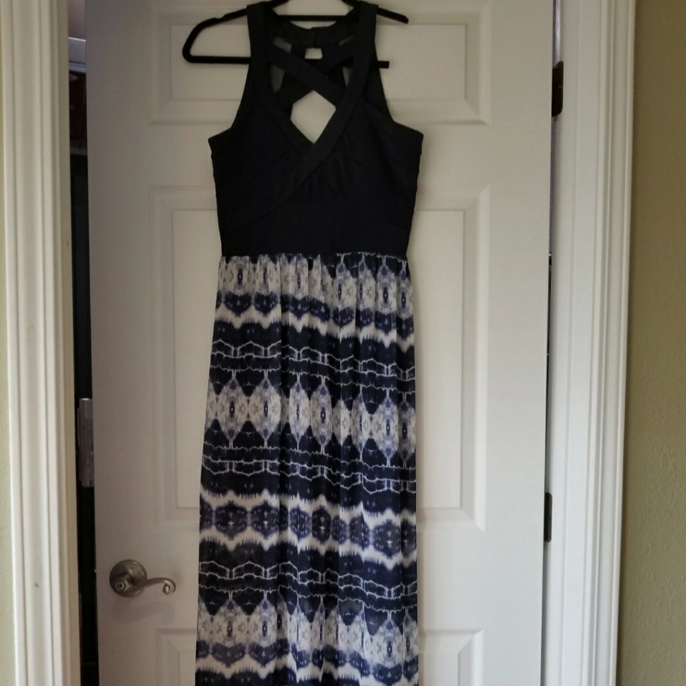 Blue tie dye maxi dress